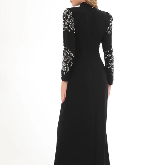T&Y Senti Embellished Long Sleeve Maxi Dress in Black - Picture 6 of 11